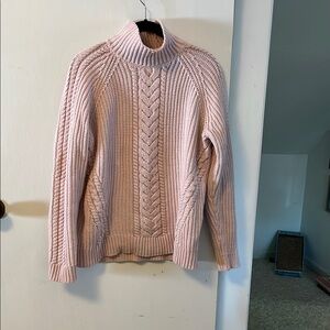 Lululemon Pink Cowl Neck Sweater with Cable Knit Design